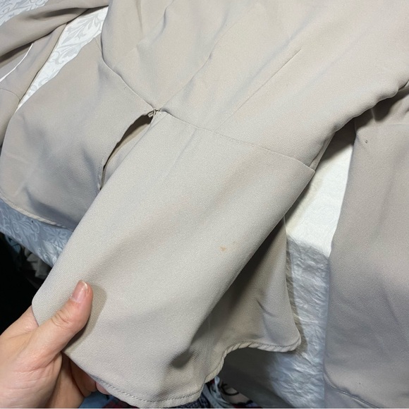 Fitted Dressy Blouse Flare Peplum Style Racing Stripe V Neck Longsleeve Medium - Picture 3 of 14